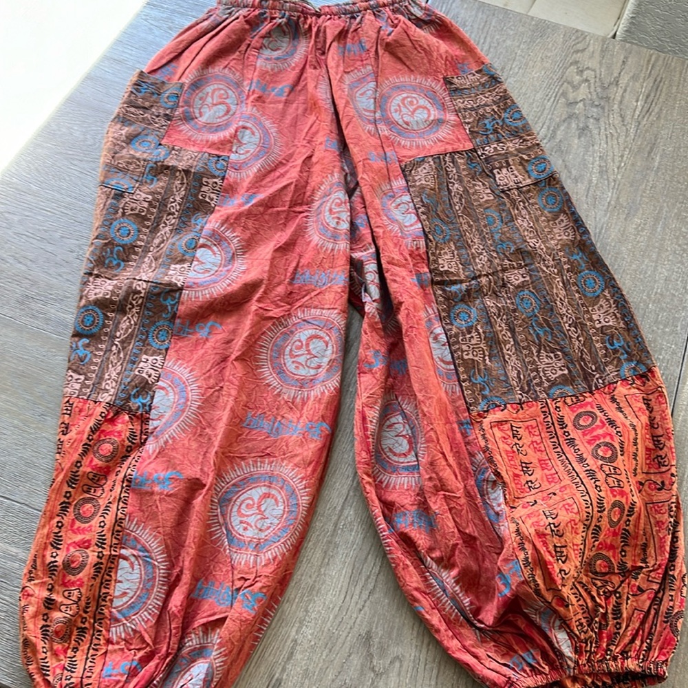 NEW Hippy Orange and brown patches yoga ballon pants